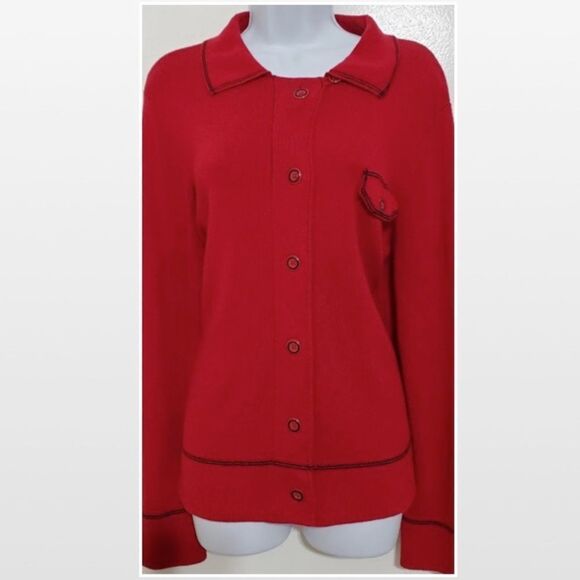 New Emma James Sweater Women's Red X-large Button Down  - Picture 4 of 16